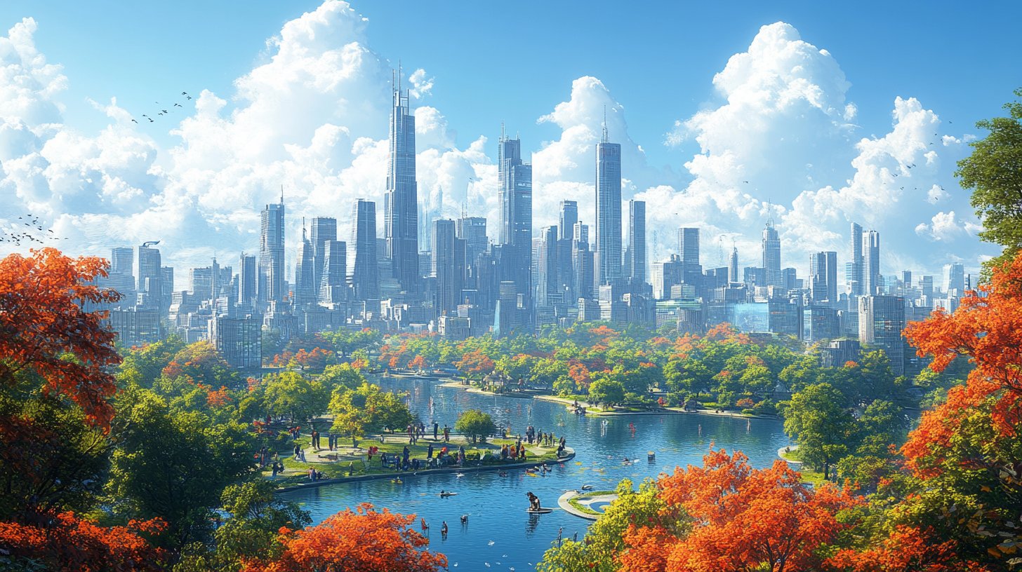 Une skyline futuriste symbolise l'innovation, la communauté et l'espoir.