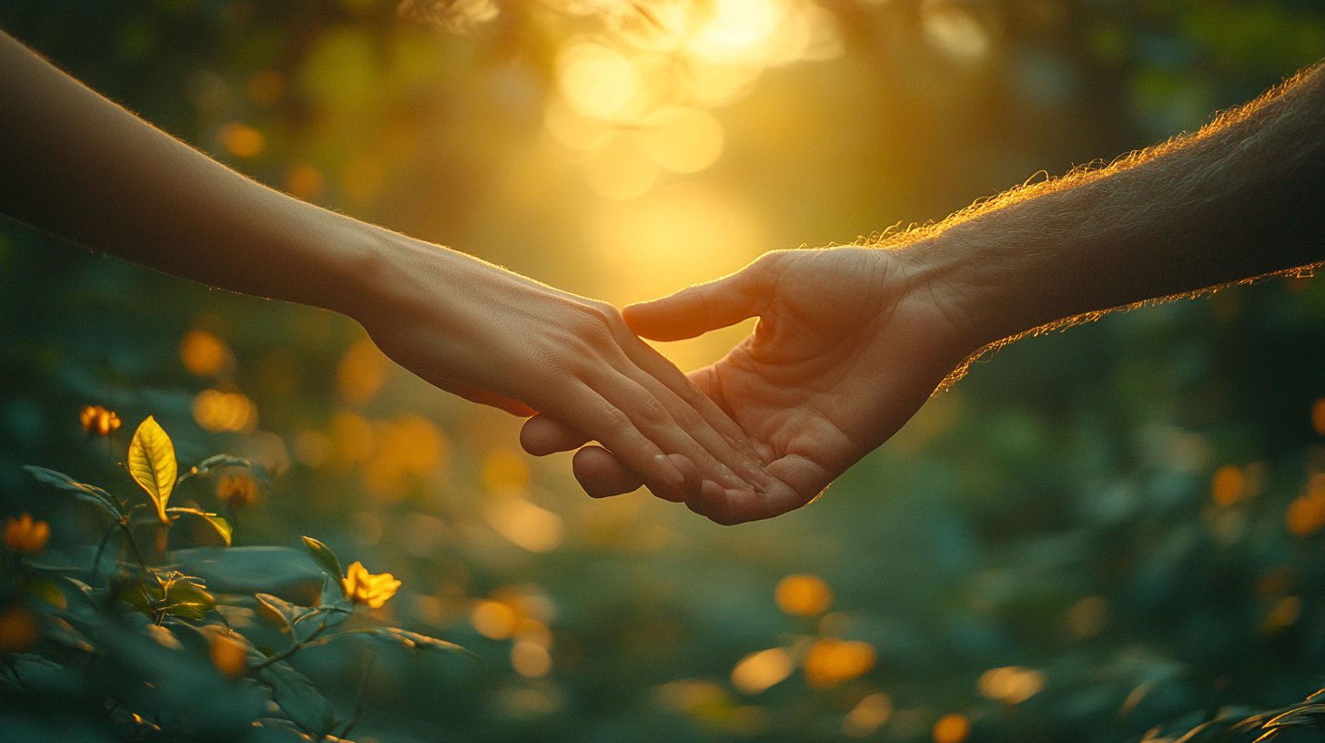 Hände halten sich, Symbol für Vertrauen.