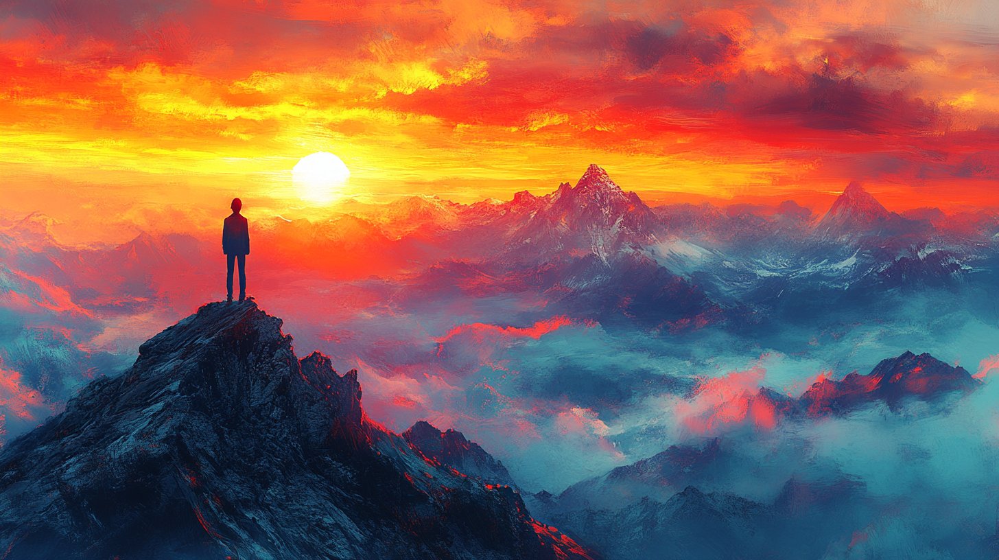 Una persona en la cima representa el valor personal y empoderamiento.