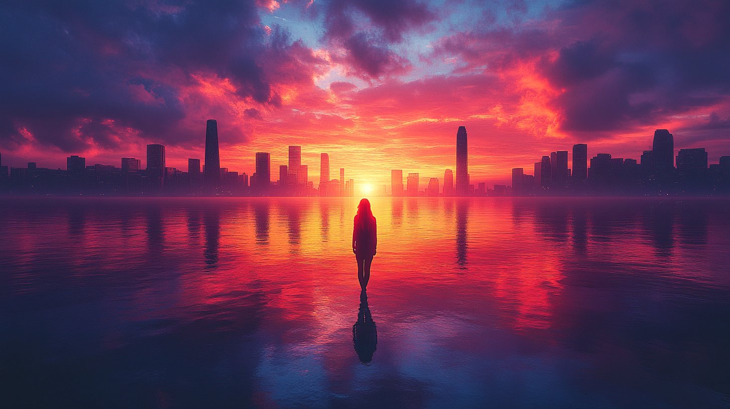 Un orizzonte urbano futuristico al tramonto che incarna opportunità.