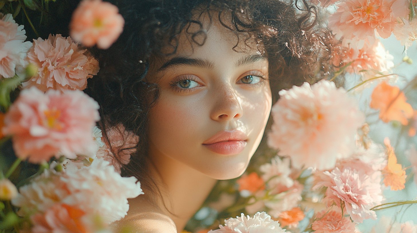 Ein sanft lächelndes Ich im Spiegel.