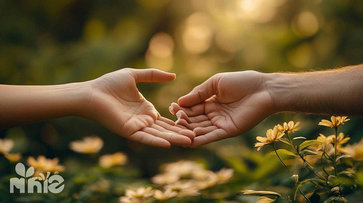 Dos manos se separan y luego se vuelven a unir, simbolizando la reconstrucción de la confianza.