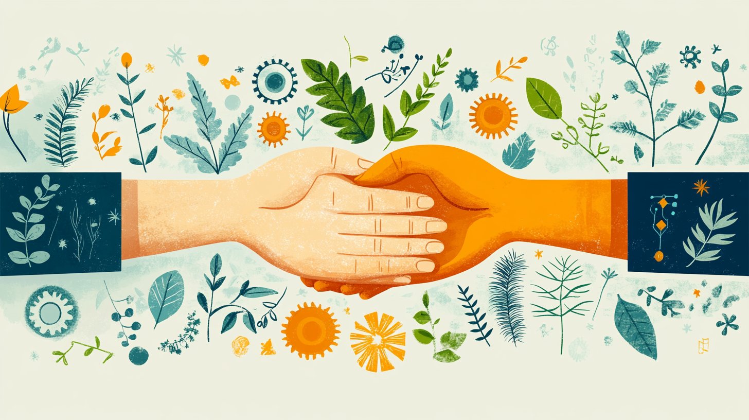 Hände vereint für Zusammenarbeit und Unterstützung.