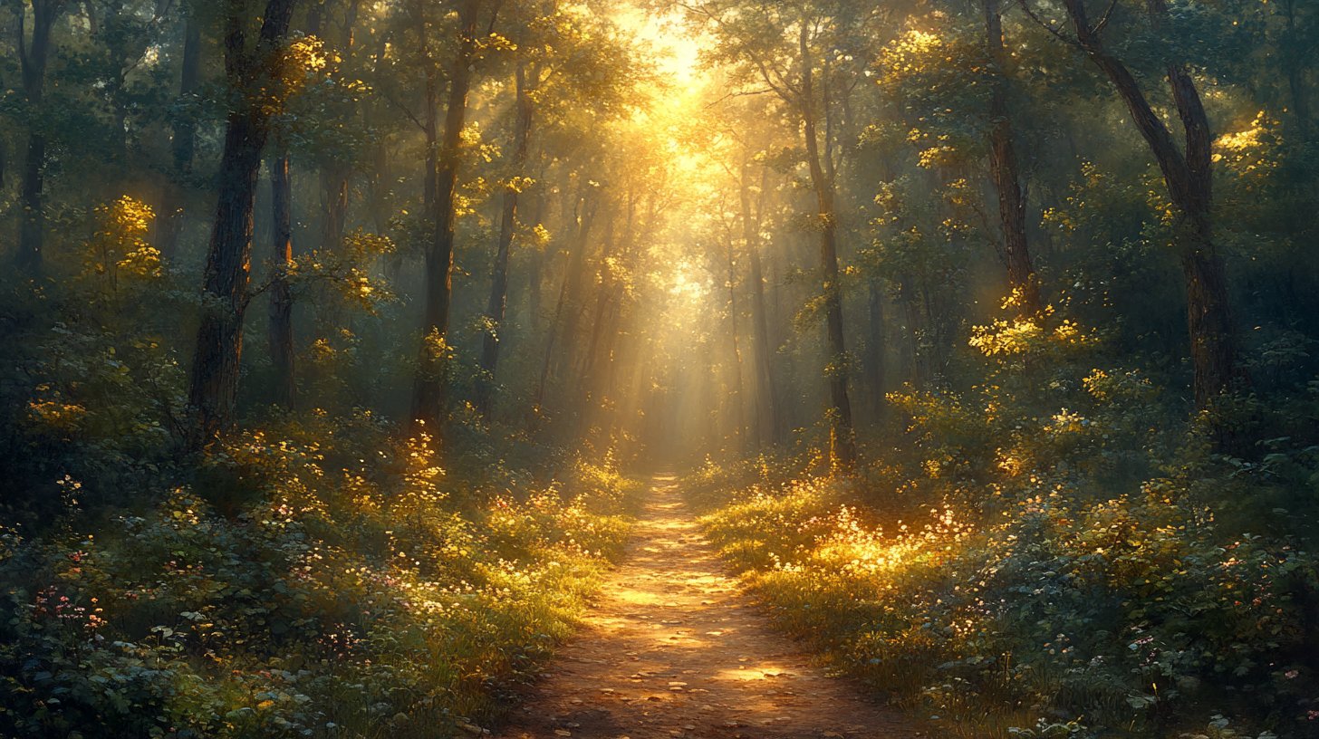 A diverging path in a forest symbolizing choices in relationships, illuminated by soft light.