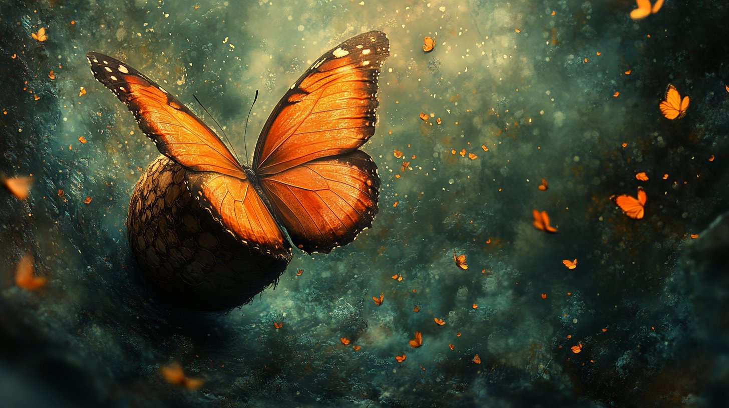 Die Metamorphose eines Schmetterlings.