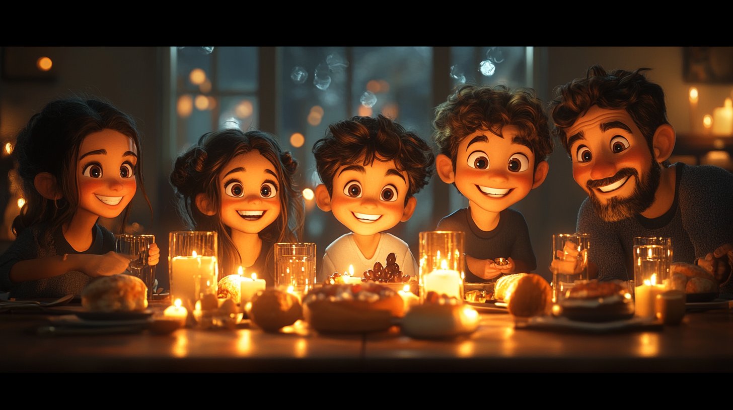 Eine Familienfeier in einem komfortablen Wohnzimmer voller Freude.