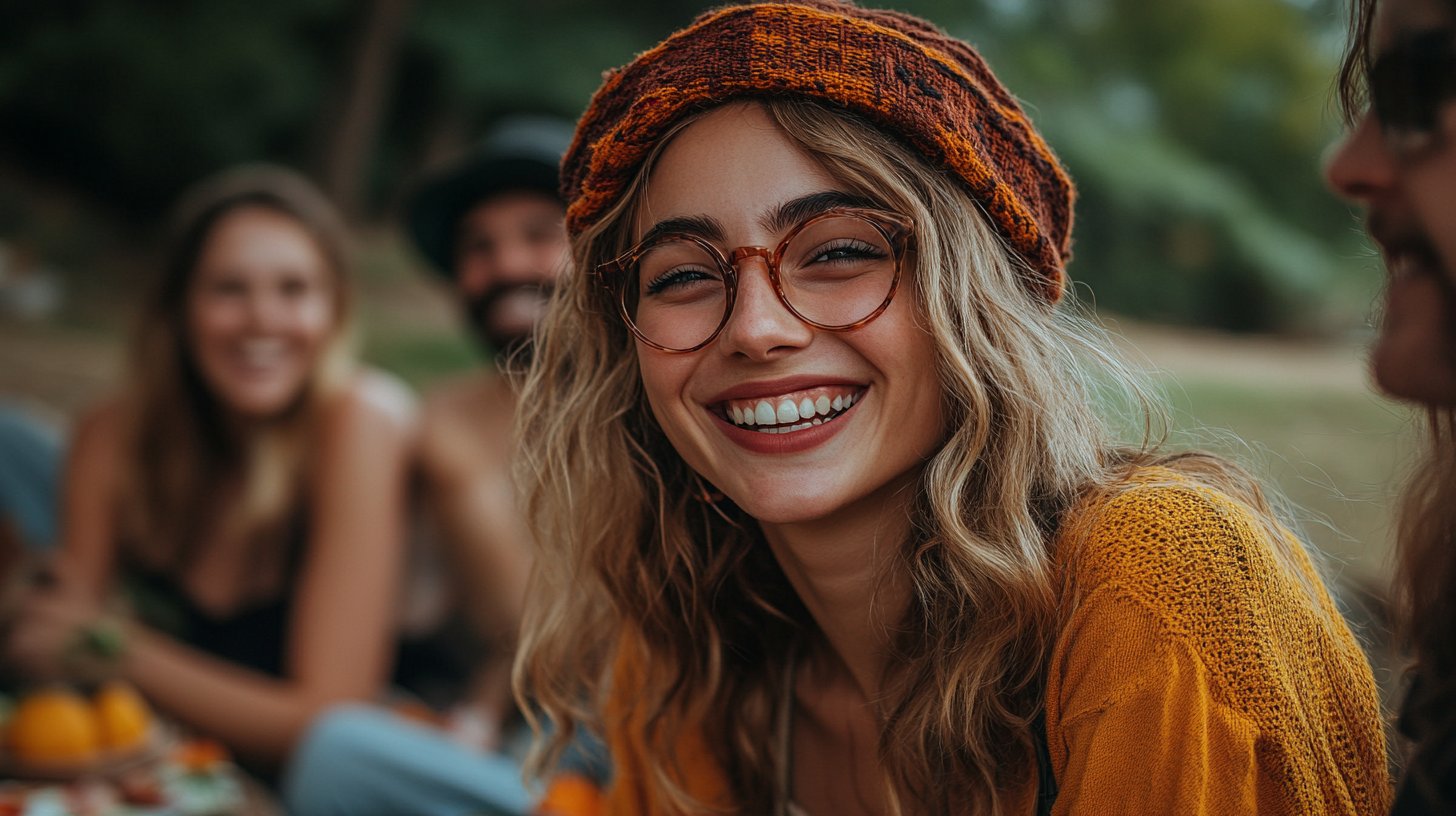 Eine Gruppe von Freunden genießt ein Picknick im Park.