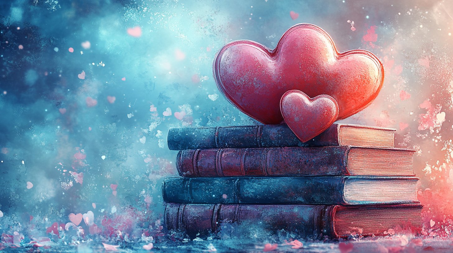 Ein Collage von Beziehungssymbolen in sanften Pastellfarben.