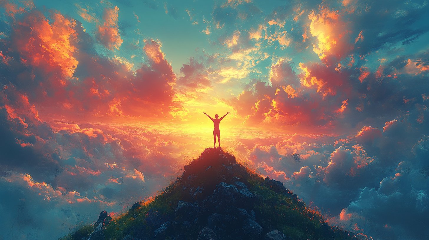 Eine selbstbewusste Person strahlt Freude vor dem Spiegel aus.