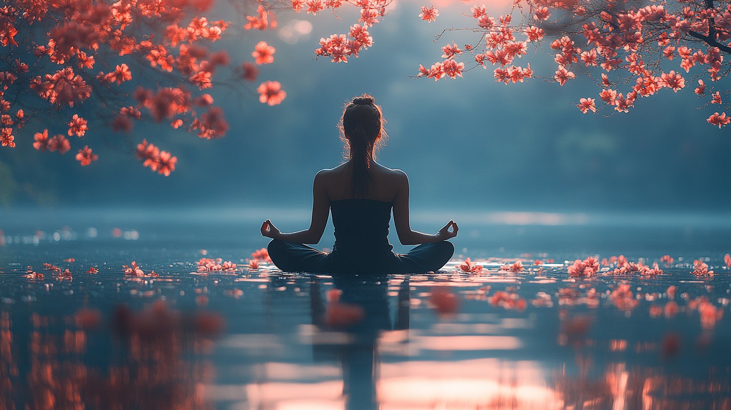 Eine Person meditiert in der Natur und fördert Selbstliebe.