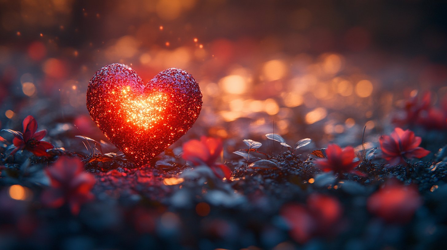 Ein einladendes Herz, das Selbstliebe und persönliches Wachstum strahlt.