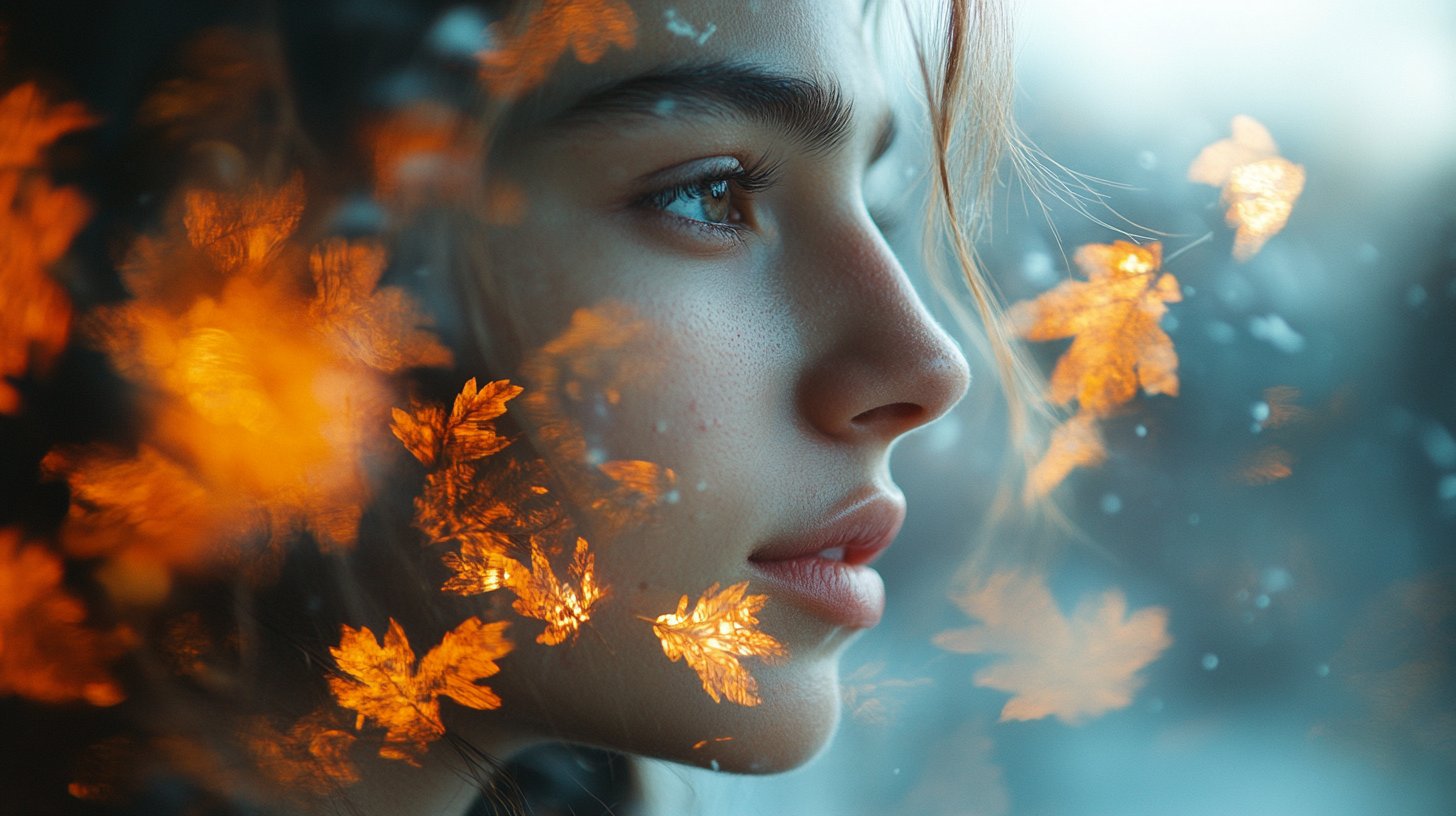 A close-up of a person reflecting on self-discovery.