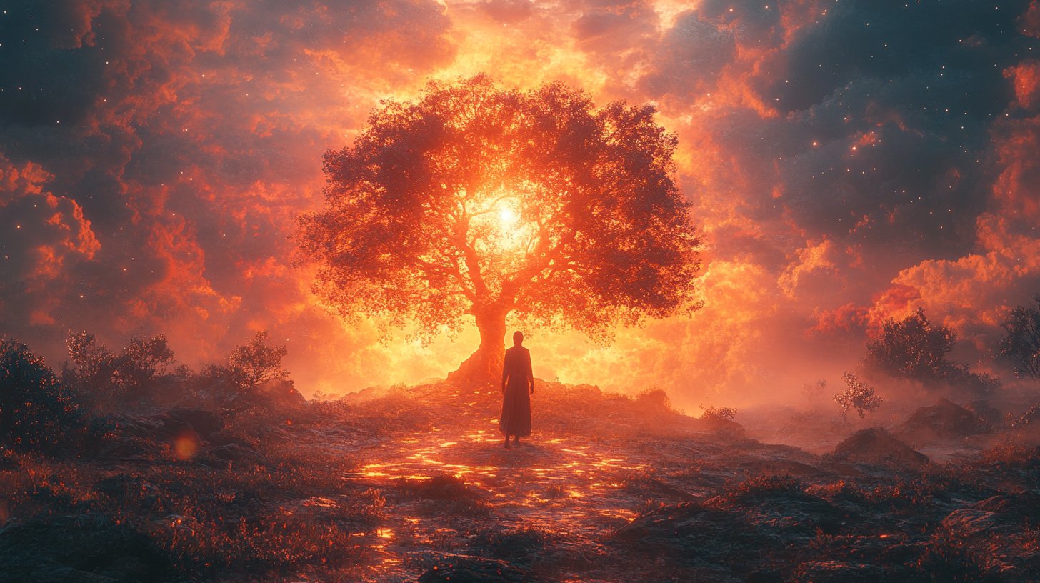 Eine friedliche Szene, in der gesunde Grenzen gesetzt werden und Licht positive Energien umschließt.