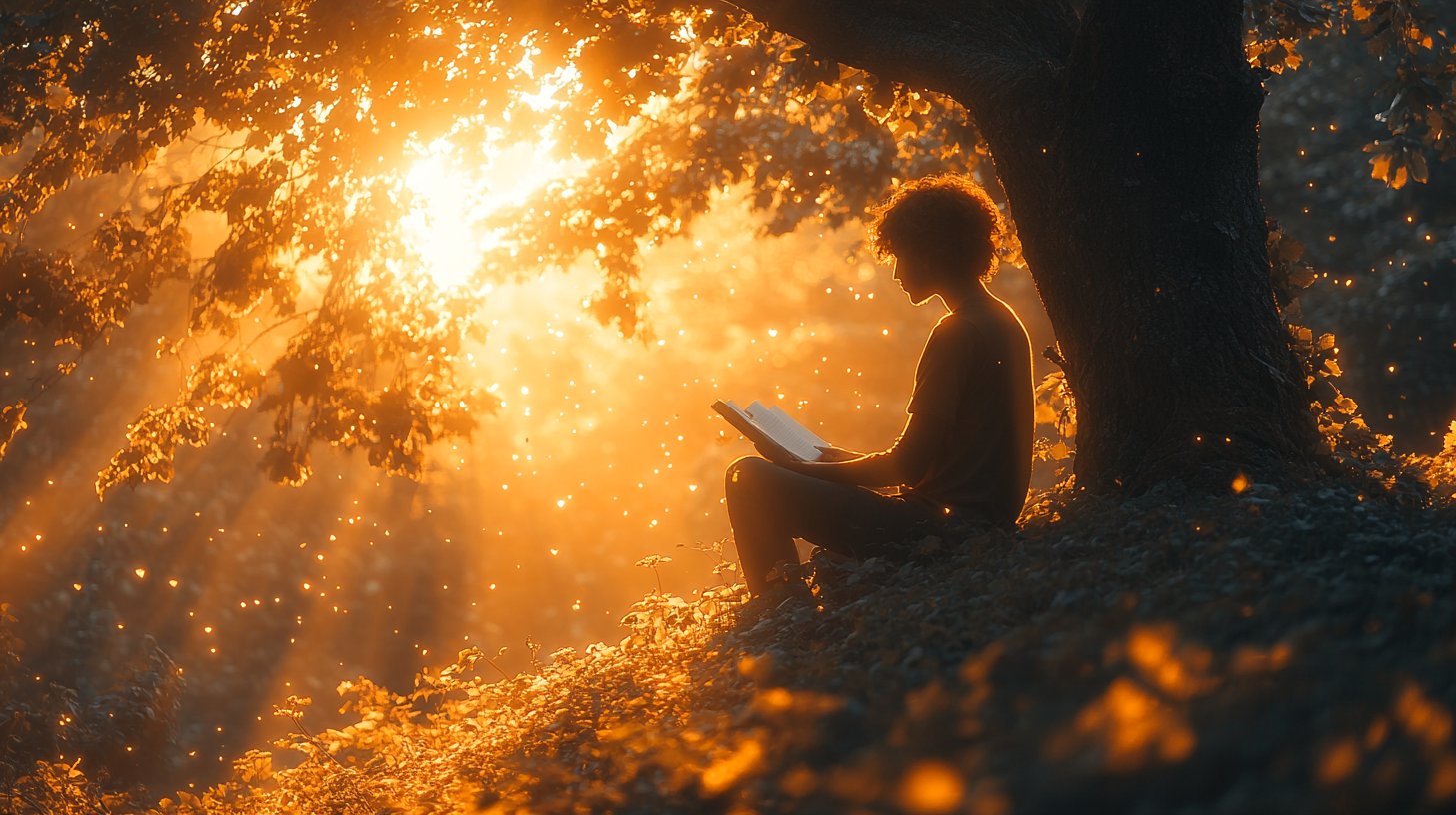 Selbstreflexion unter einem Baum.