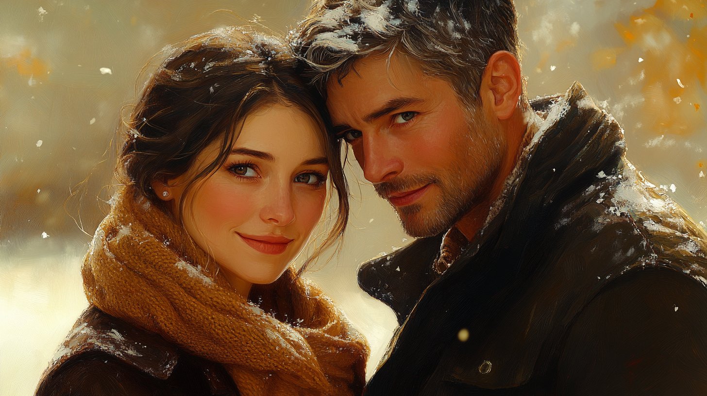 Ein Mann bietet einer Frau einen tröstenden Gestus in warmem Umfeld.