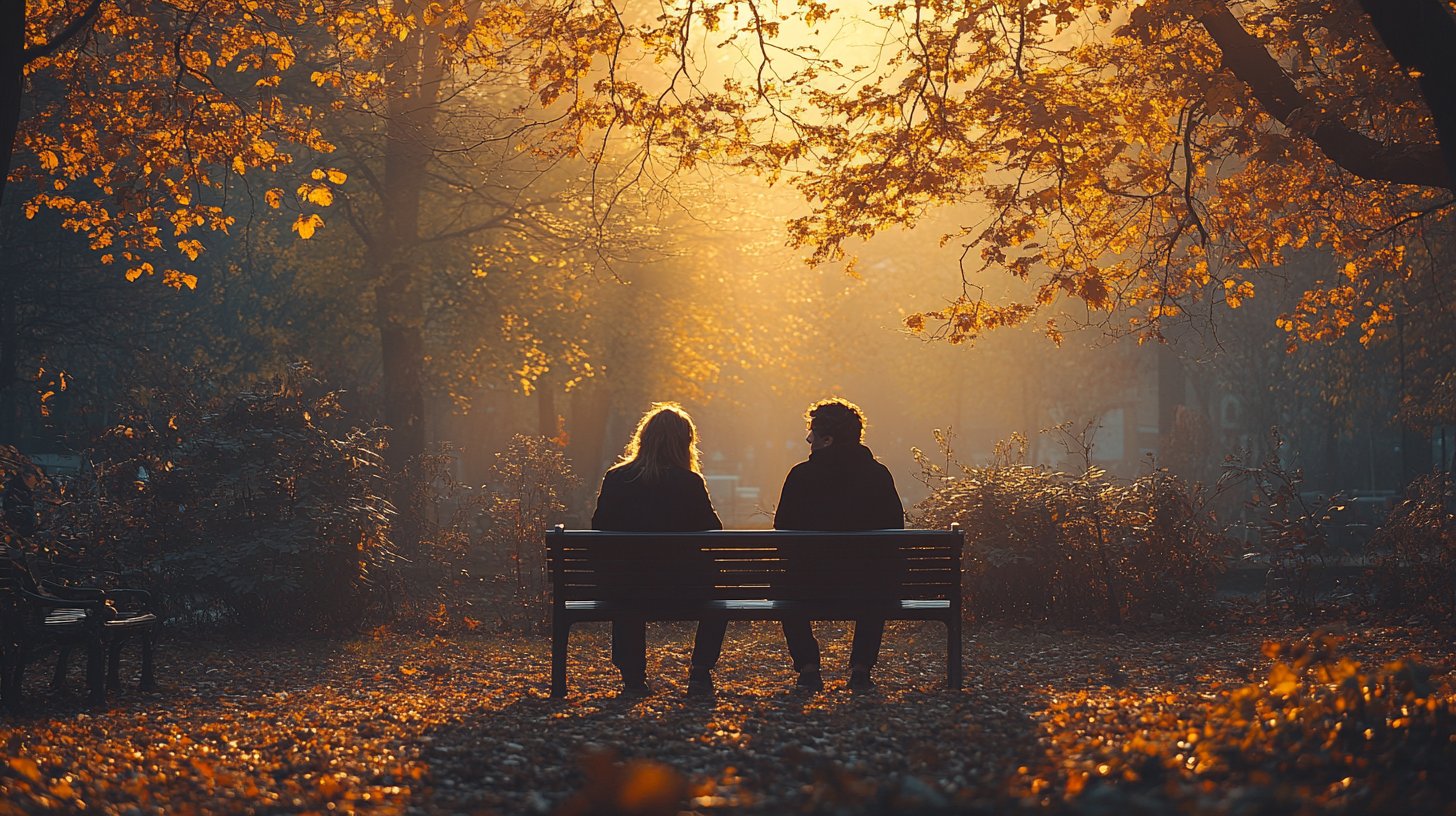Zwei Freunde im vertrauensvollen Gespräch im Park.