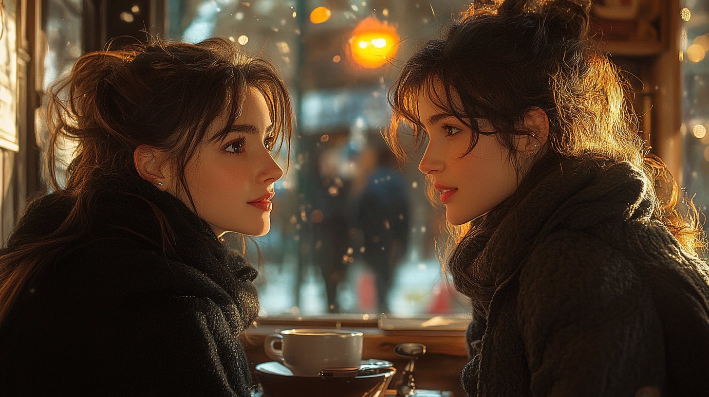 Freunde teilen persönliche Geschichten in einem Café.