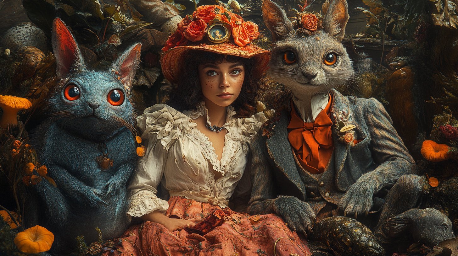 An artistic concept showcasing a couple with unique pet names.