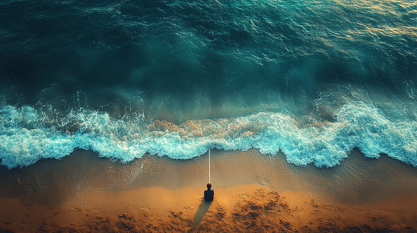 Eine Linie im Sand, die persönliche Grenzen symbolisiert.