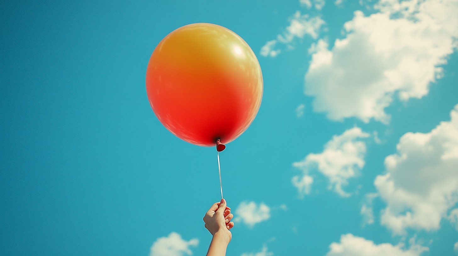 A person releasing a balloon into the sky, symbolizing letting go.