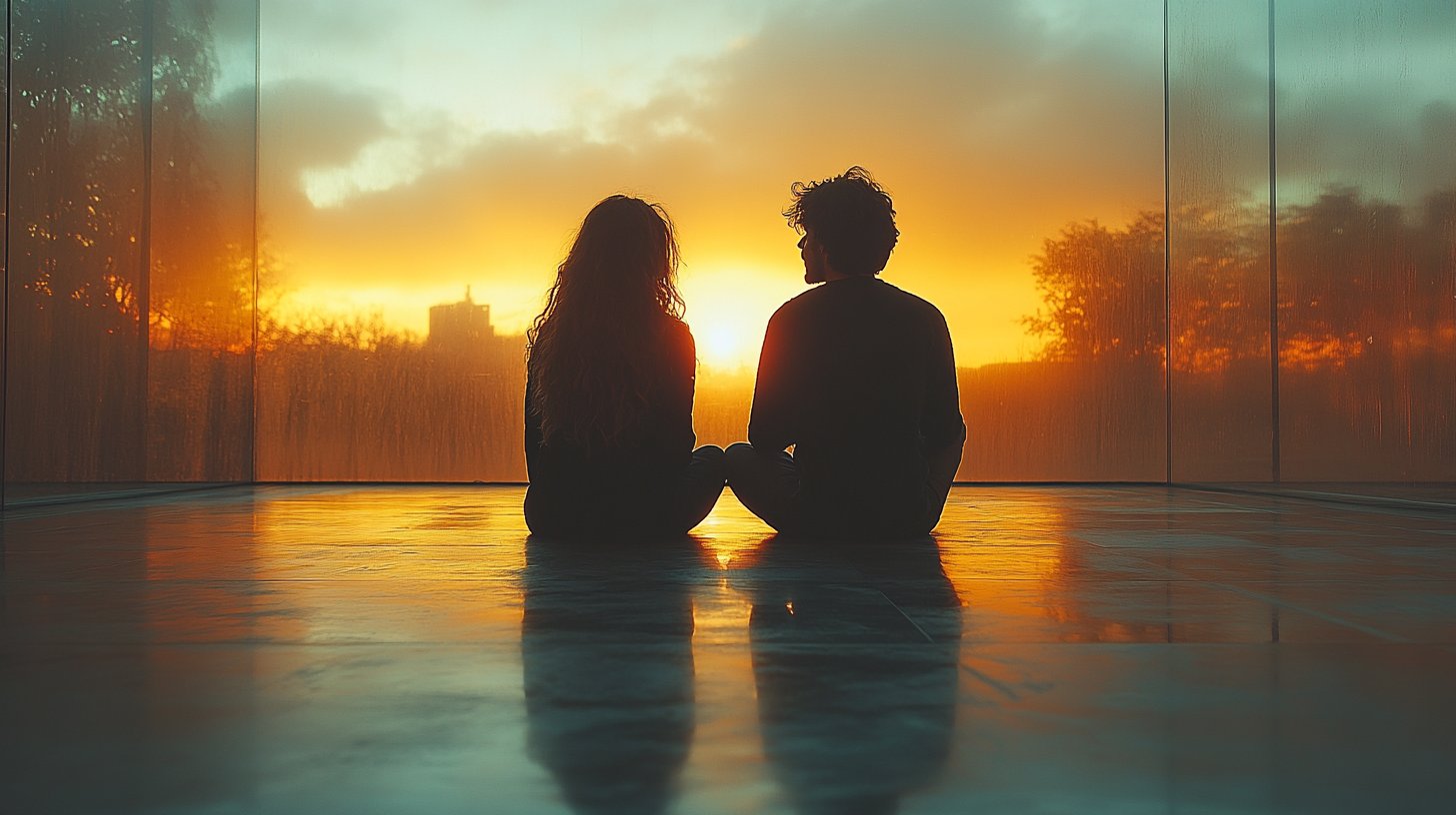 Ein Paar sitzt Rücken an Rücken, das Schweigen ist erdrückend.