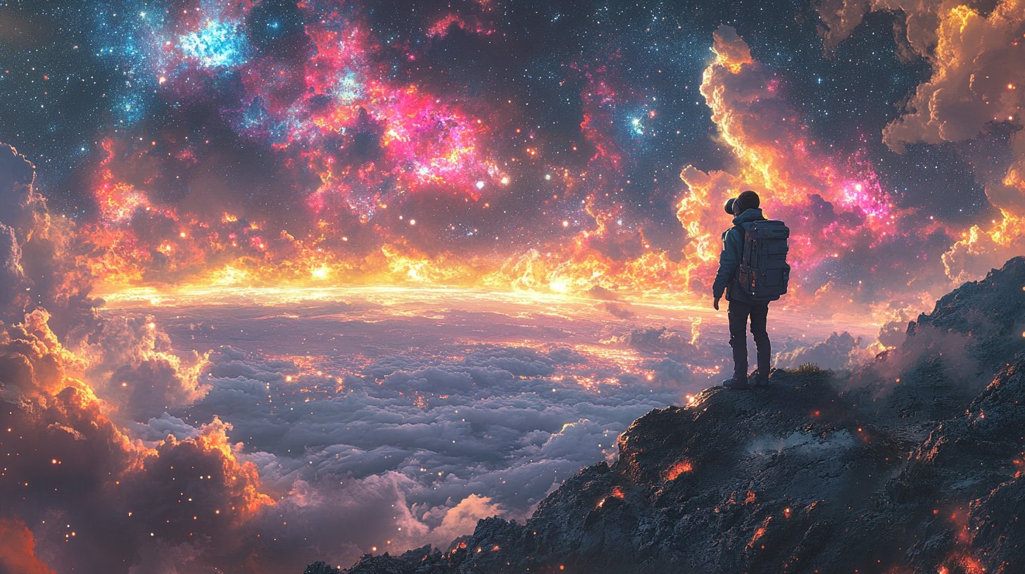 Someone looks through a telescope to new horizons.