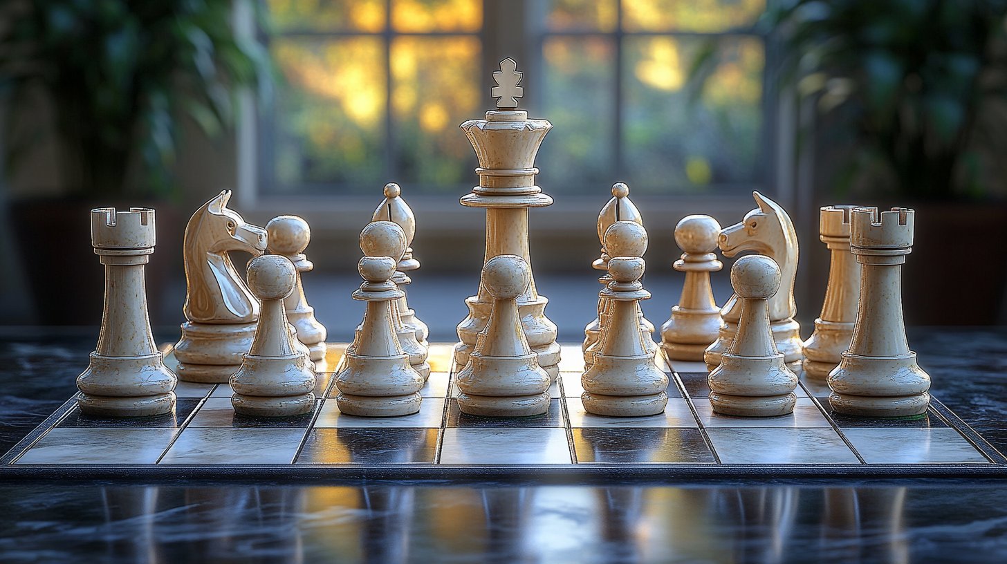 Ein kunstvoll gestaltetes Schachbrett repräsentiert ein Spiel der Täuschung und Manipulation.