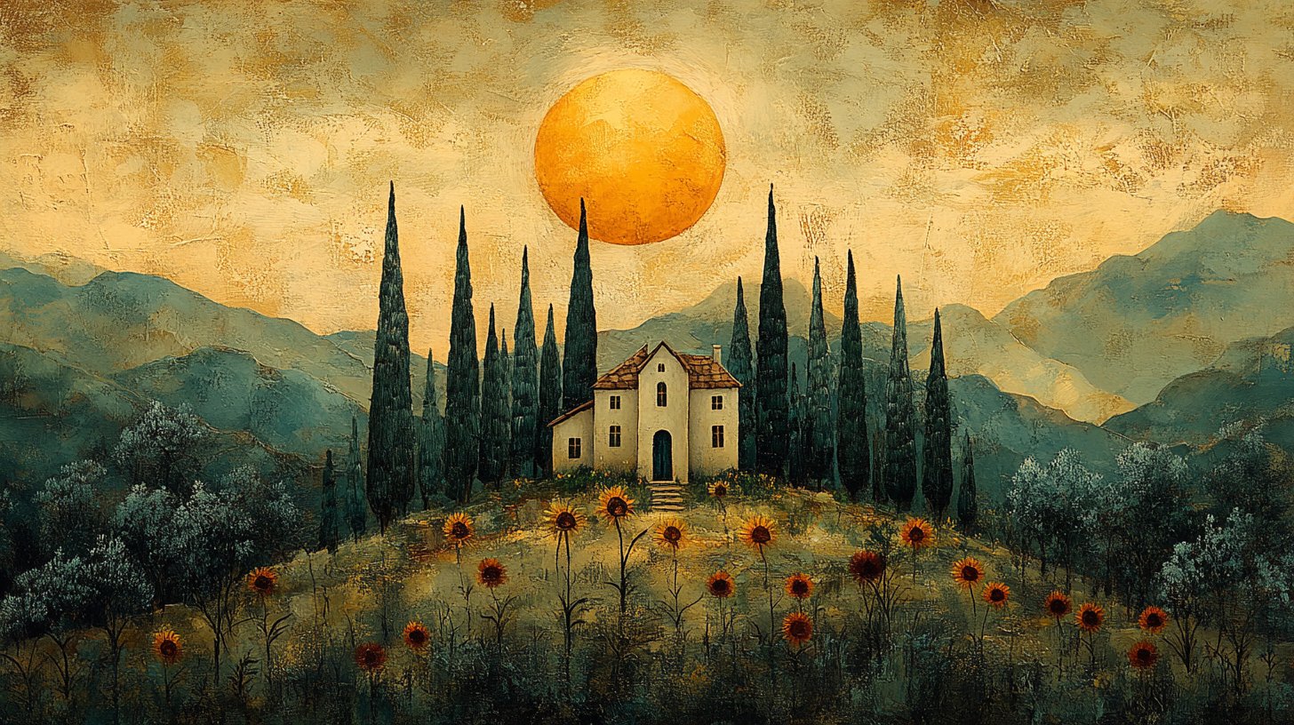 Eine ruhige Landschaft in Erdtönen, die ein stabiles Zuhause darstellt, symbolisiert Wachstum versus Stillstand.