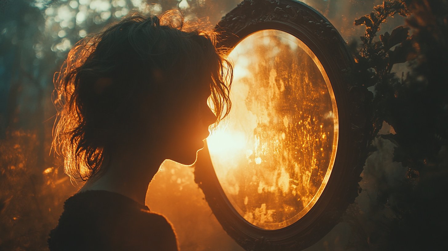 Une personne se regarde dans le miroir et trouve de la force en elle-même.