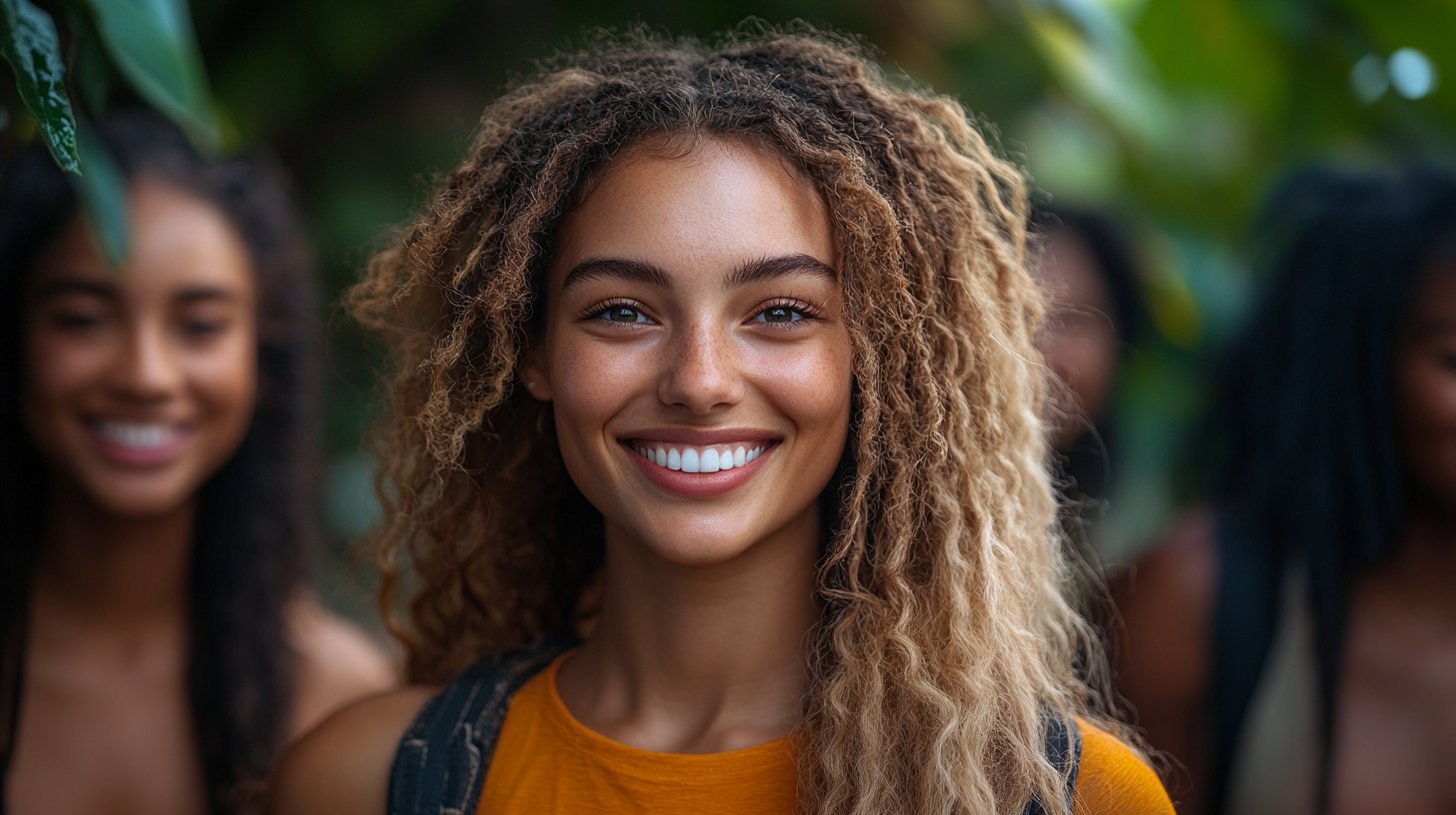 Des personnes joyeuses célèbrent la connexion et le bonheur en plein air.
