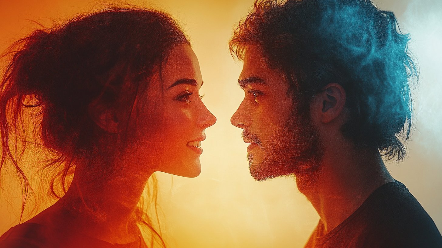 Un sorriso incontra preoccupazioni in un dialogo profondo.