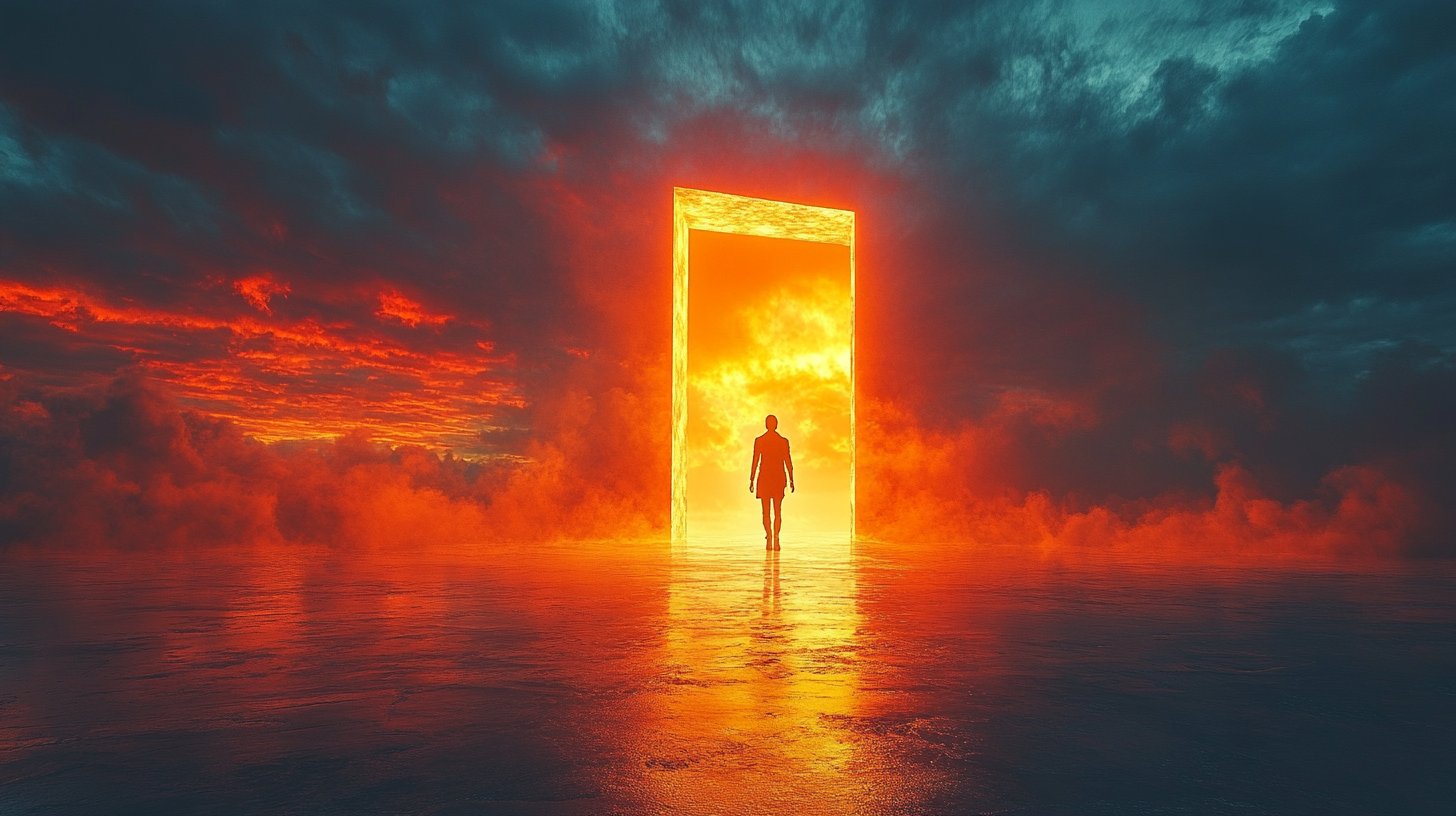 Una puerta abierta que lleva a una luz brillante.