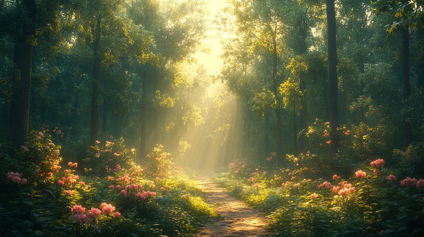 A vibrant garden flourishing with gratitude and growth.