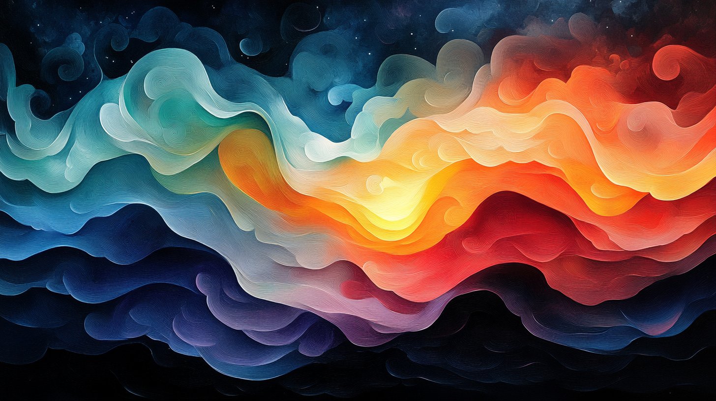 Una representación abstracta de emociones en colores que giran.