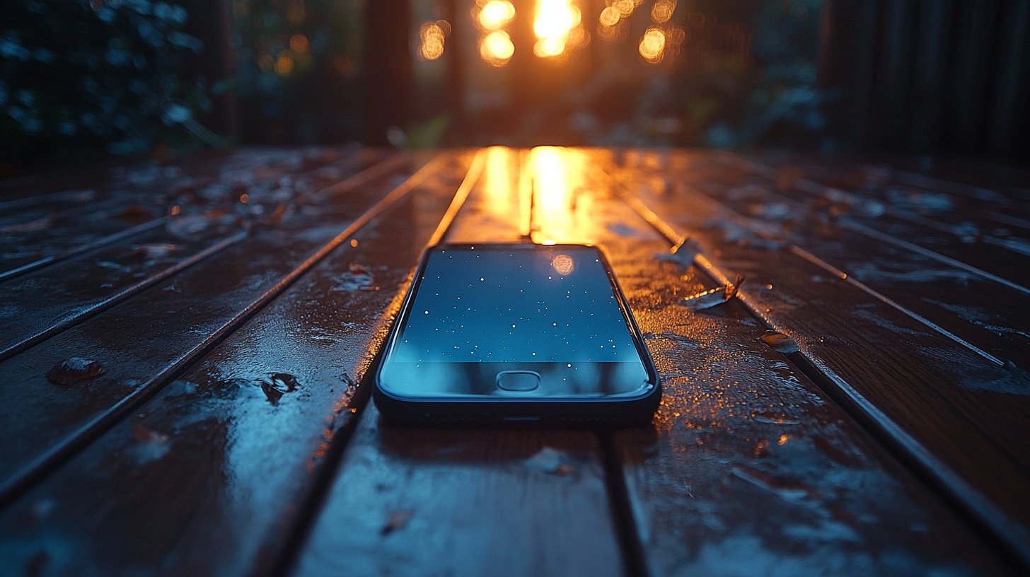 Leeres Handy auf dem Tisch, ein Symbol der Stille und Isolation.