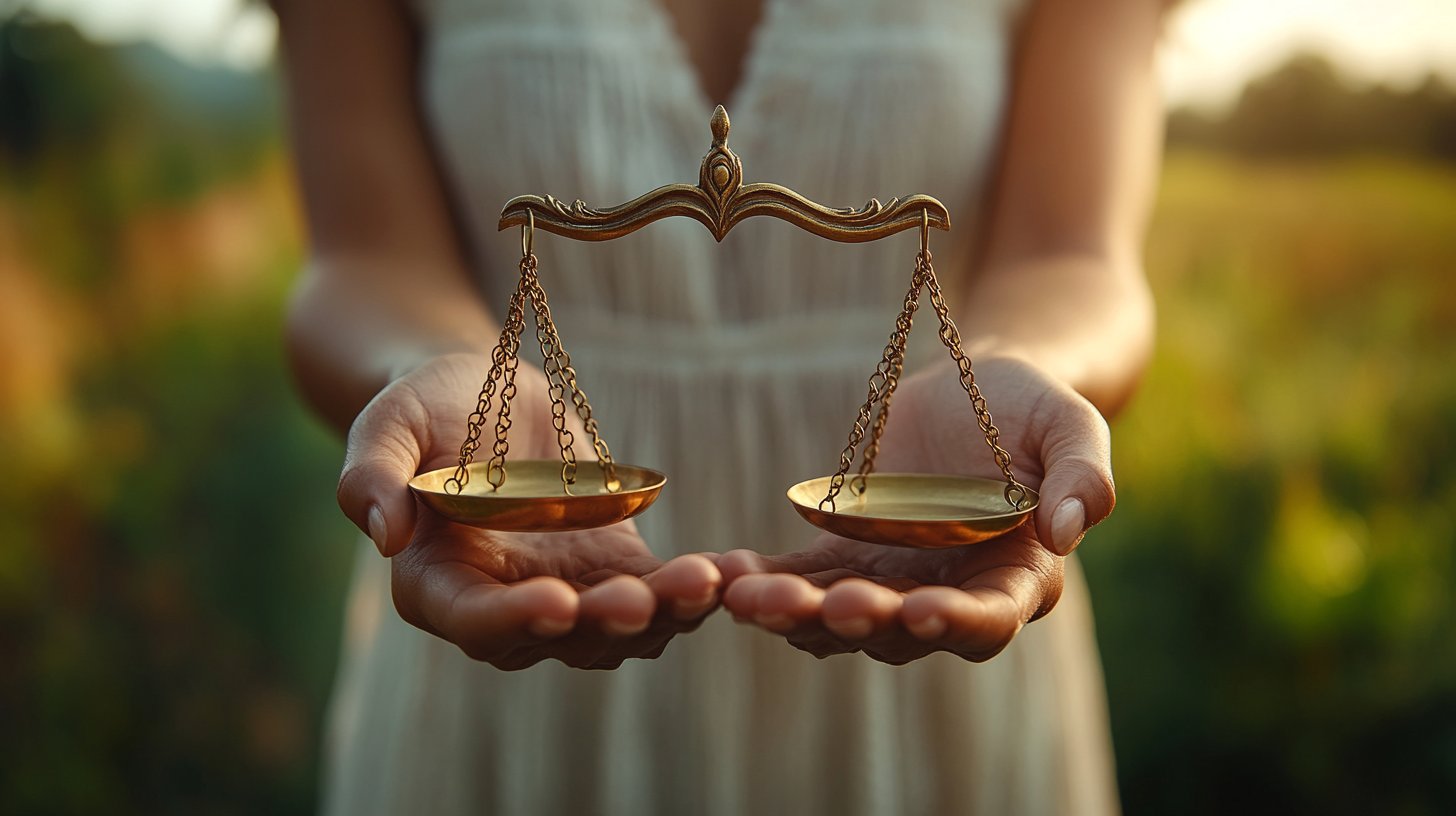 Hände halten eine Waage als Symbol für Integrität.