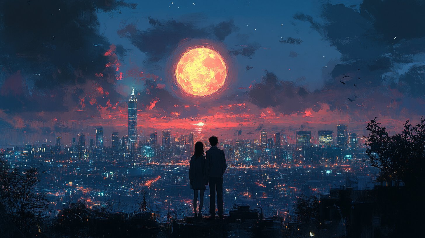 Ein Paar verfolgt selbstbewusst seine Interessen in einer schönen Stadtlandschaft.