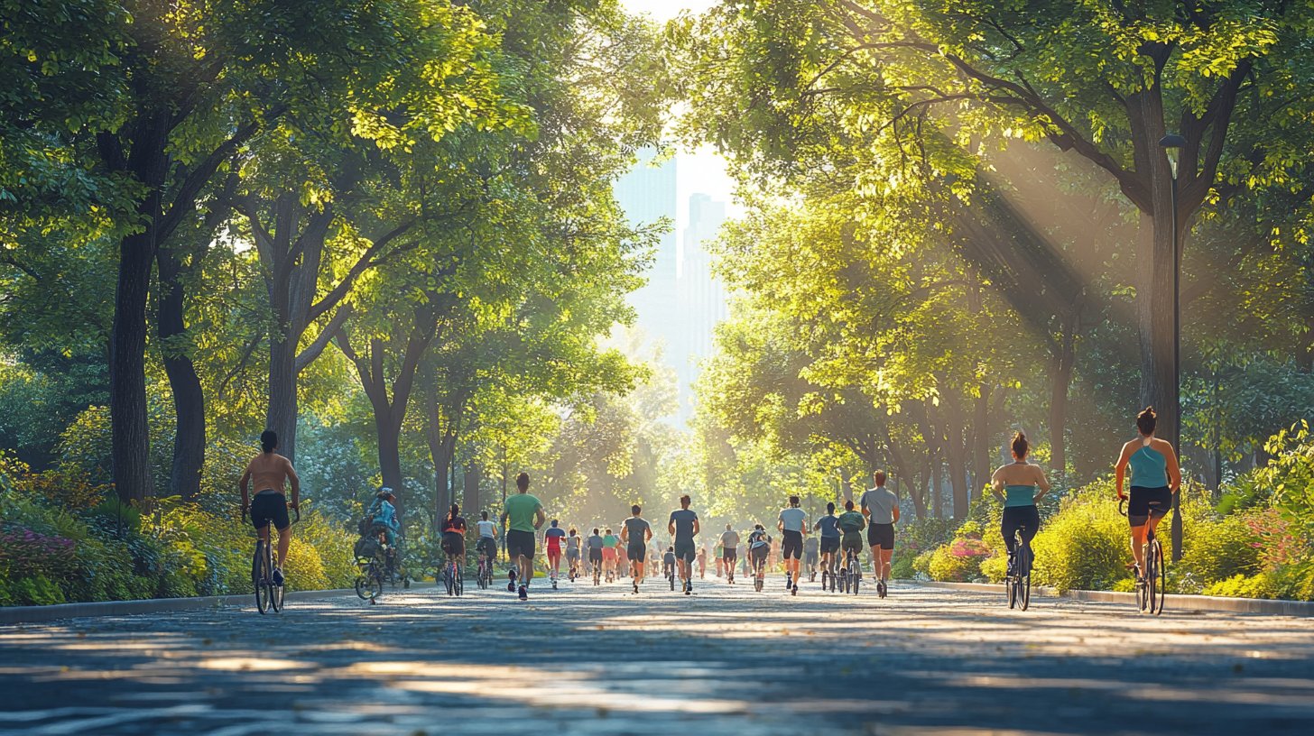 Ein aktives Paar beim Joggen im Park.