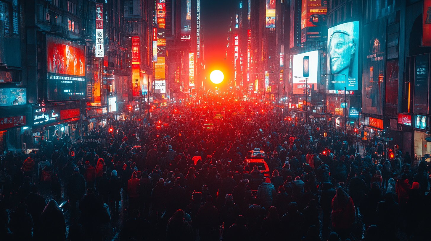 Eine Frau in einem überfüllten Raum, die um Aufmerksamkeit sucht, jedoch isoliert ist.