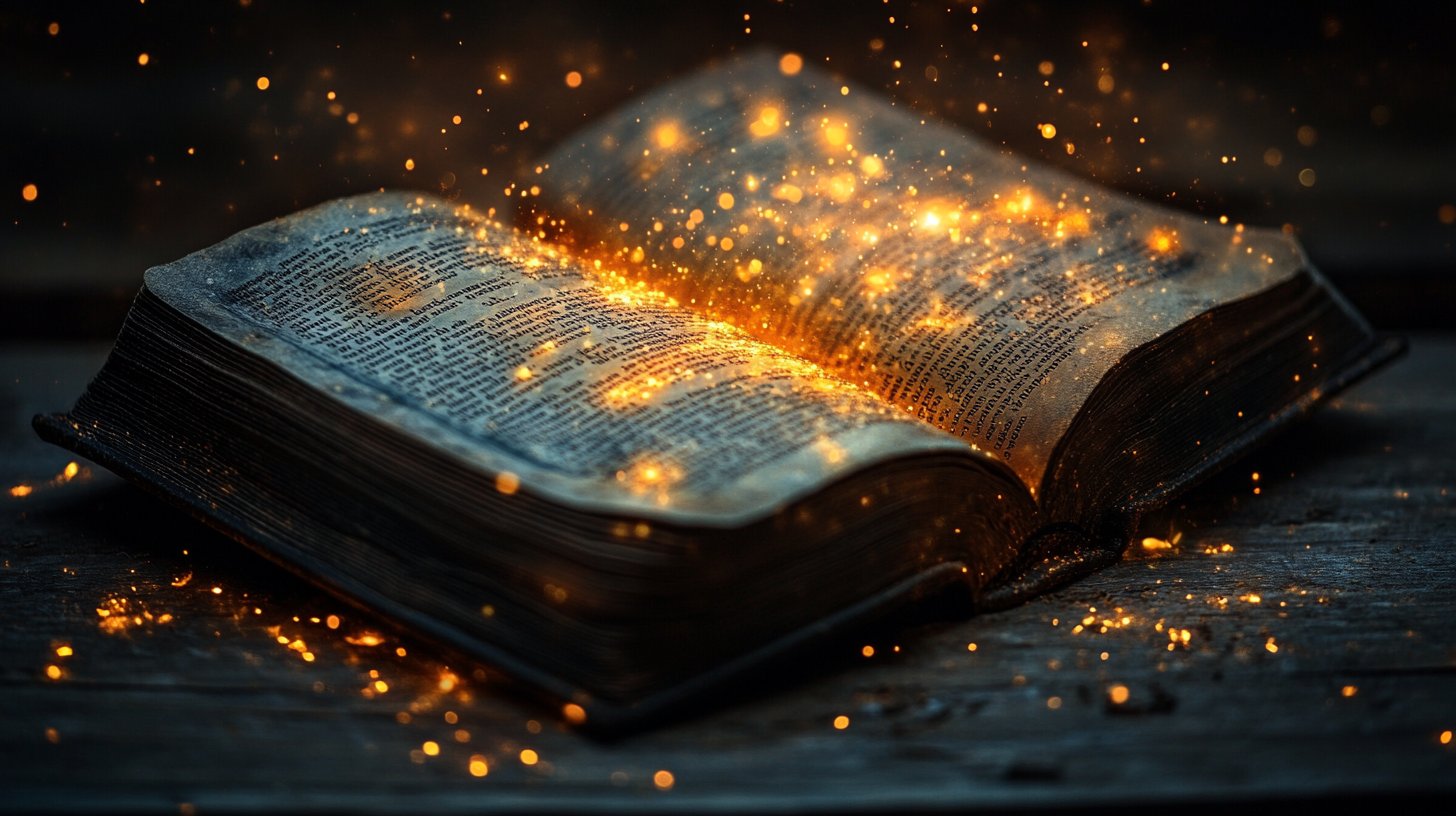 Ein offenes Buch mit strahlenden, ehrlichen Worten.