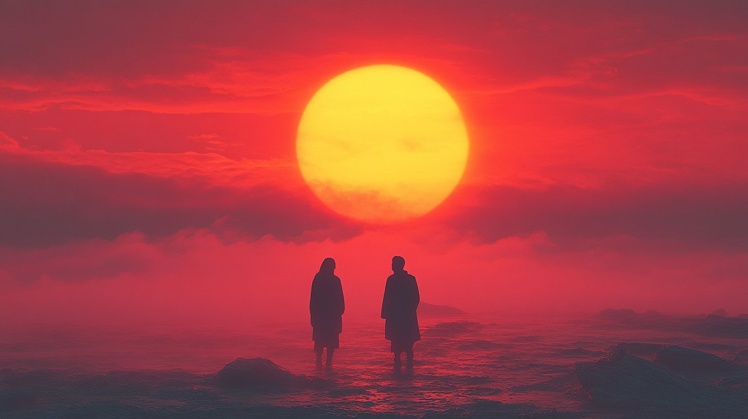 Ein Sonnenaufgang symbolisiert das langsame Vertrauen zwischen zwei Gesprächspartnern.