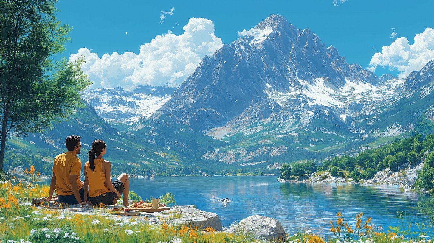 Una pareja feliz disfruta actividades al aire libre juntos.