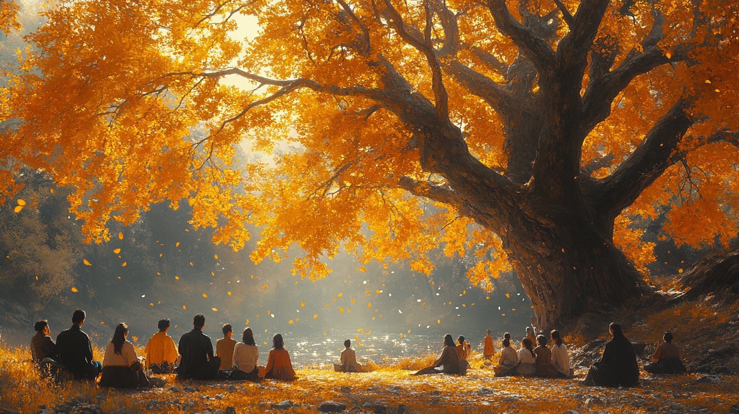 Des amis discutent respectueusement en cercle.