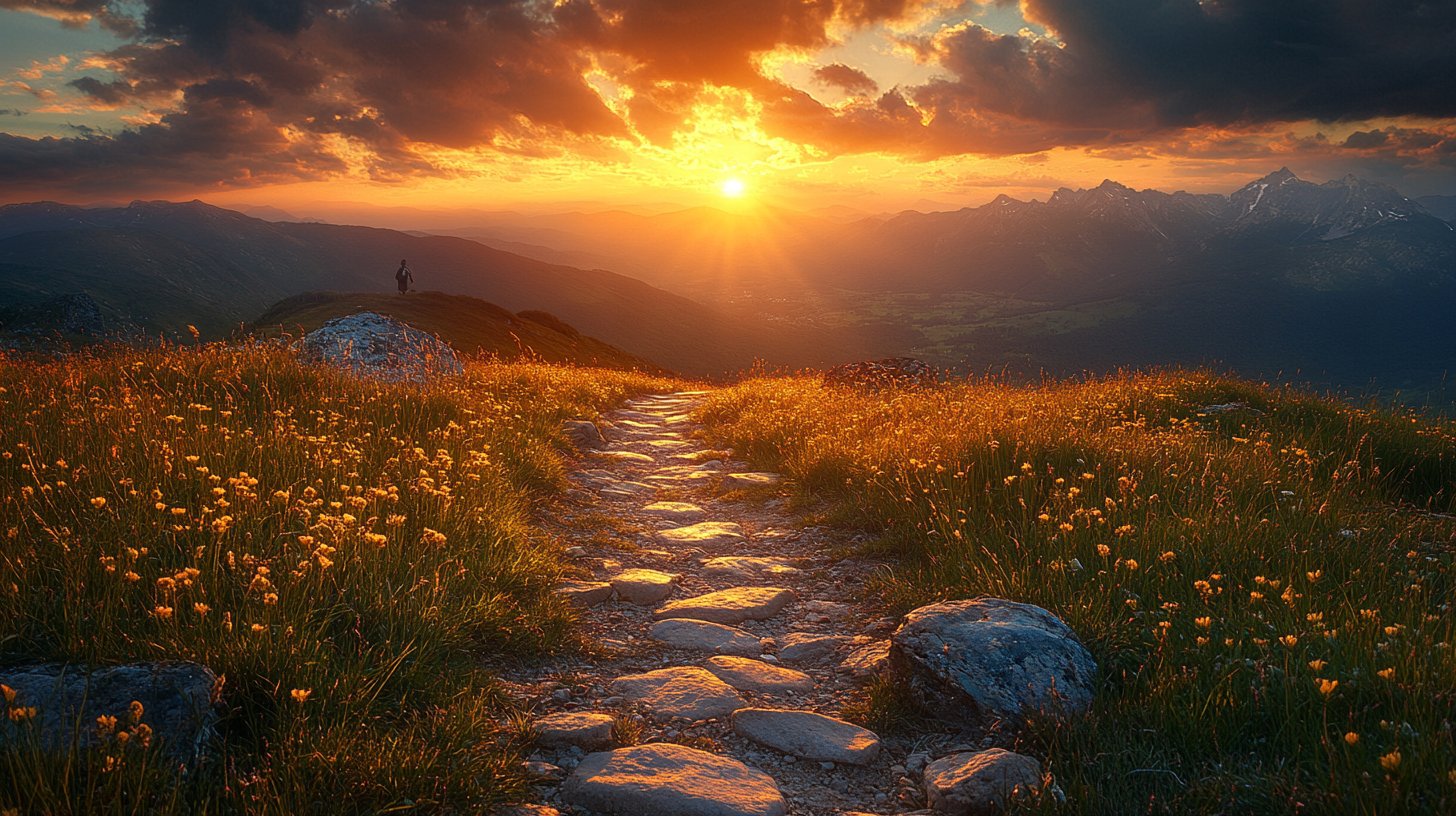 Ein inspirierender Bergweg, der persönliches Wachstum symbolisiert.