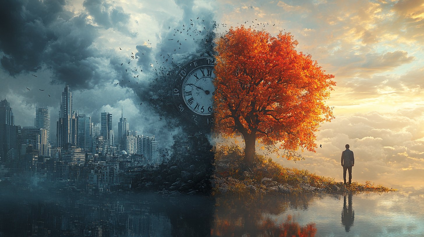 Kontrastierende Prioritäten zwischen Chaos und Selbstfürsorge.