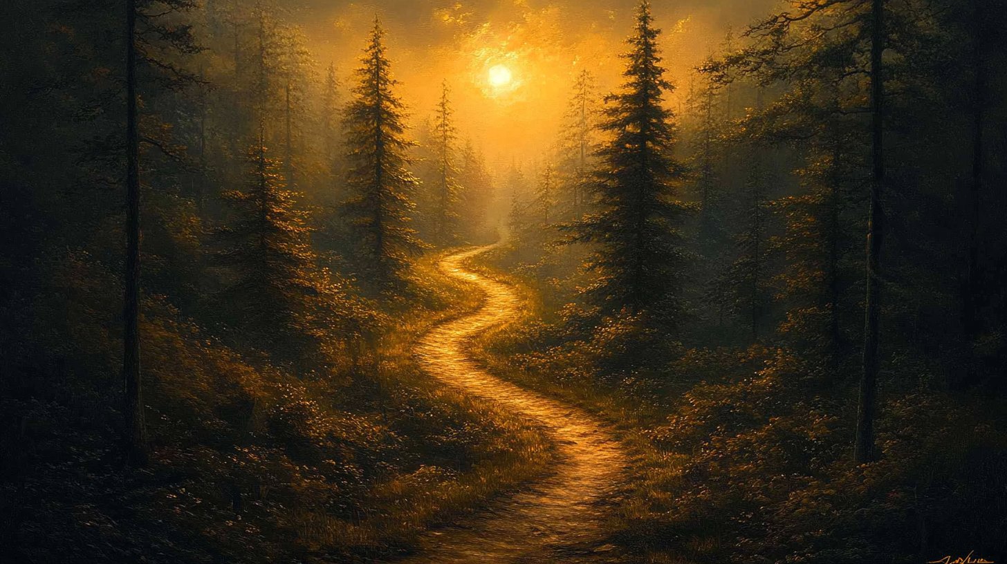 Entscheidungen und Entdeckungen im goldenen Waldlicht.