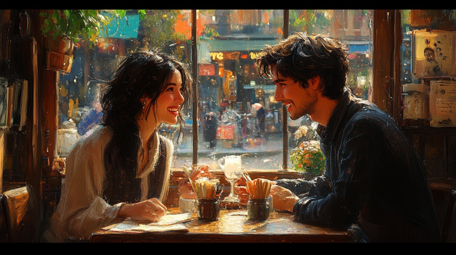 Leichte Gespräche in einem einladenden Café.