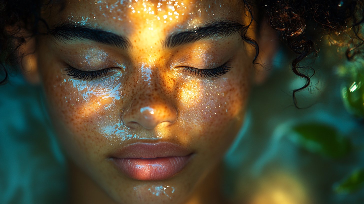 Eine nahaufnahme einer reflektierenden Person in der Natur.