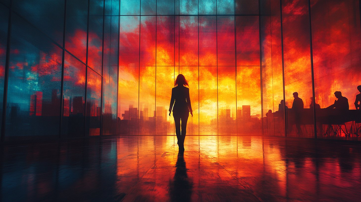 Eine Person betritt selbstbewusst eine lebendige Bühne, umgeben von einem Publikum.