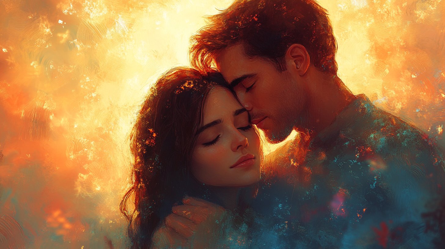 Una pareja se consuela en un entorno sereno.